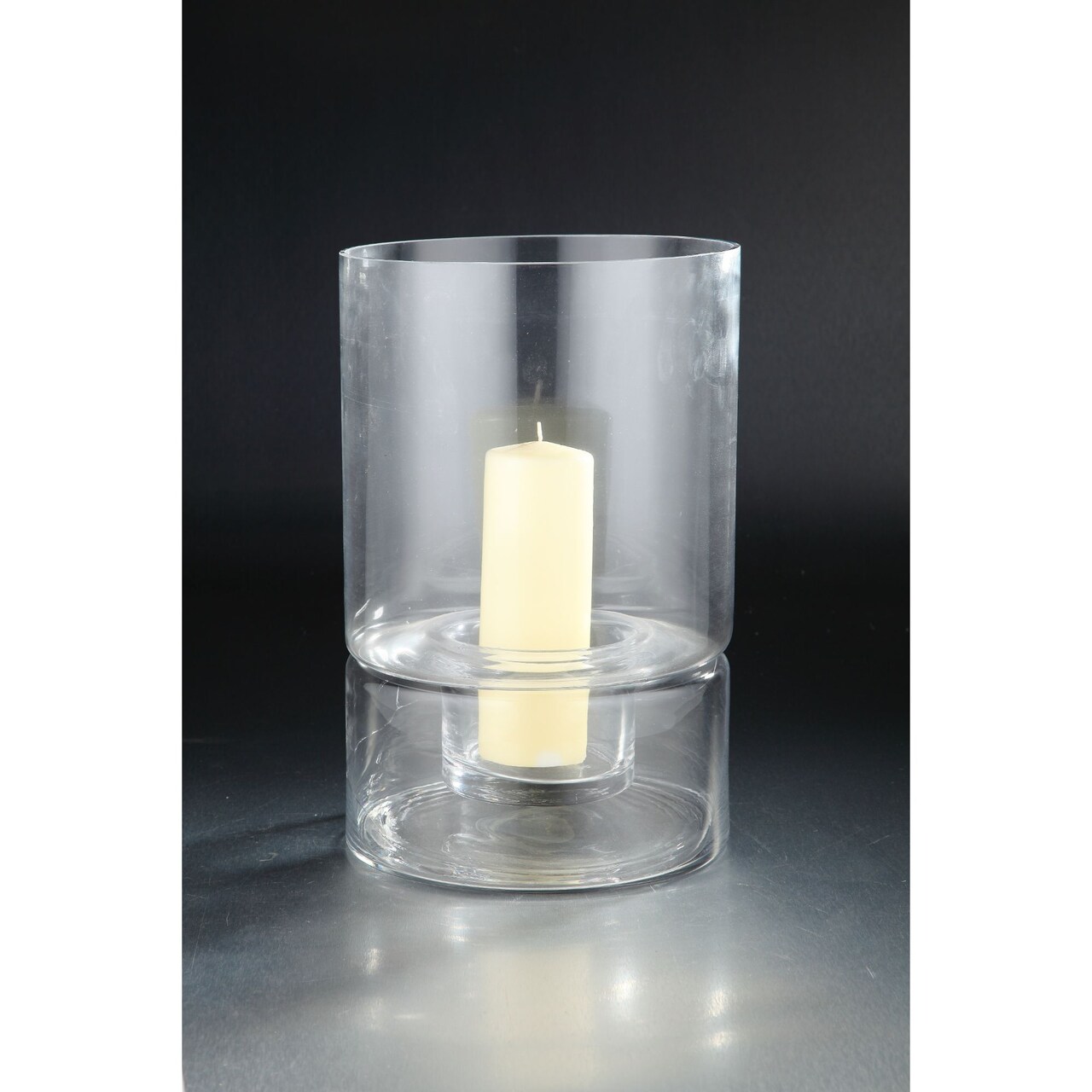 CC Home Furnishings 15" Clear Solid Cylindrical Translucent Glass Candle Holder